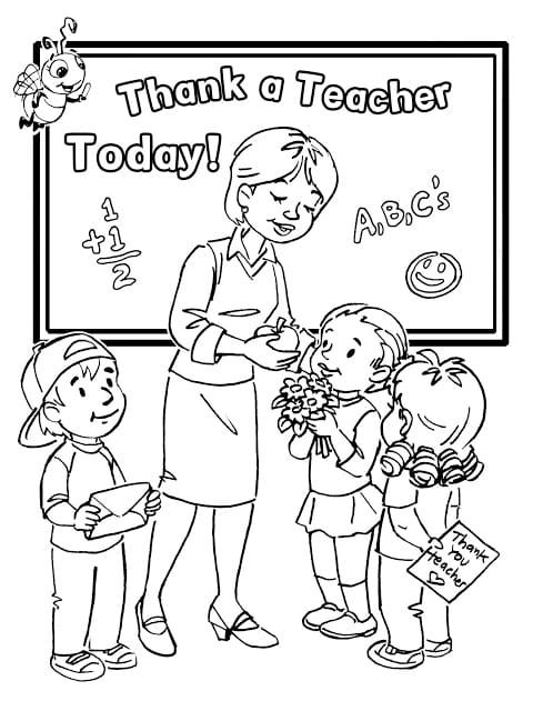 Online coloring book: Coloring book first graders with gifts for the teacher